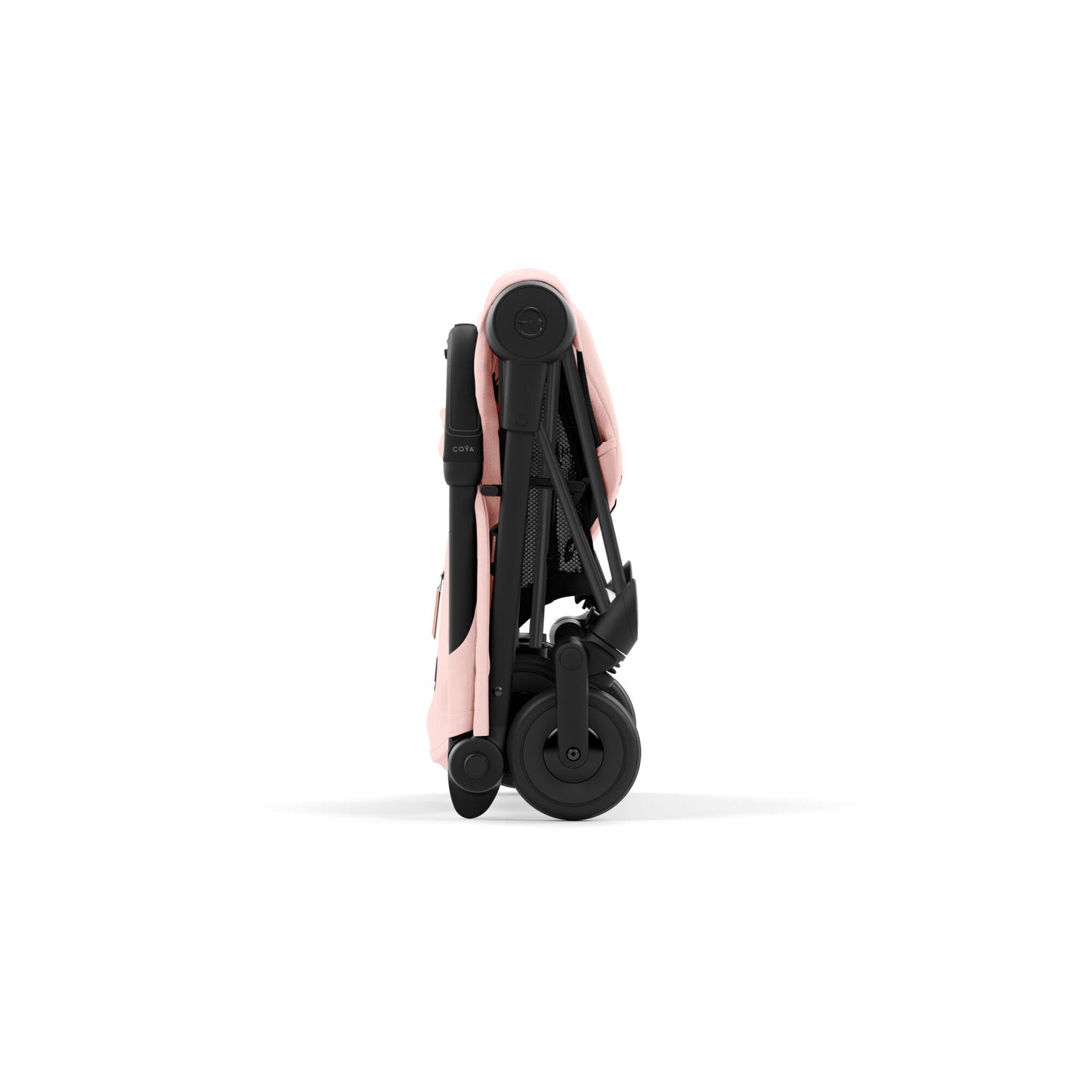 עגלת תינוק Coya שחור מט Peach Pink-מקופלת