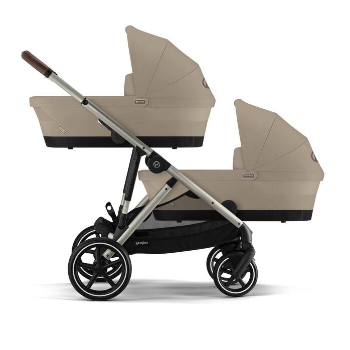 עגלת תינוק לתאומים / אחים Gazelle S2 בז' Almond Beige