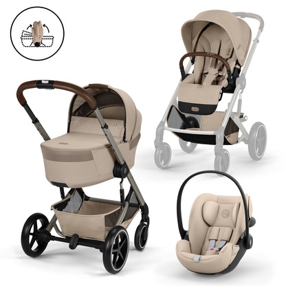 Balios TS6 עגלת תינוק בצבע Almond Beige עם סלקל Cloud G
