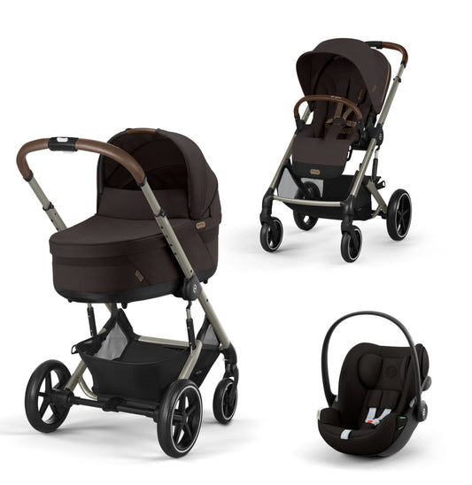 עגלת תינוק משולבת - טיולון ועריסה Balios TS5 בצבע Chocolate Brown , עם סל-קל Cloud G