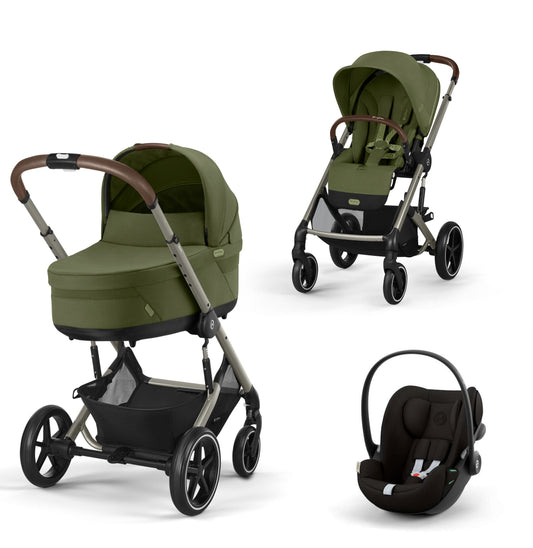 עגלת תינוק משולבת - טיולון ועריסה Balios TS5 בצבע Moss Green , עם סל-קל Cloud G