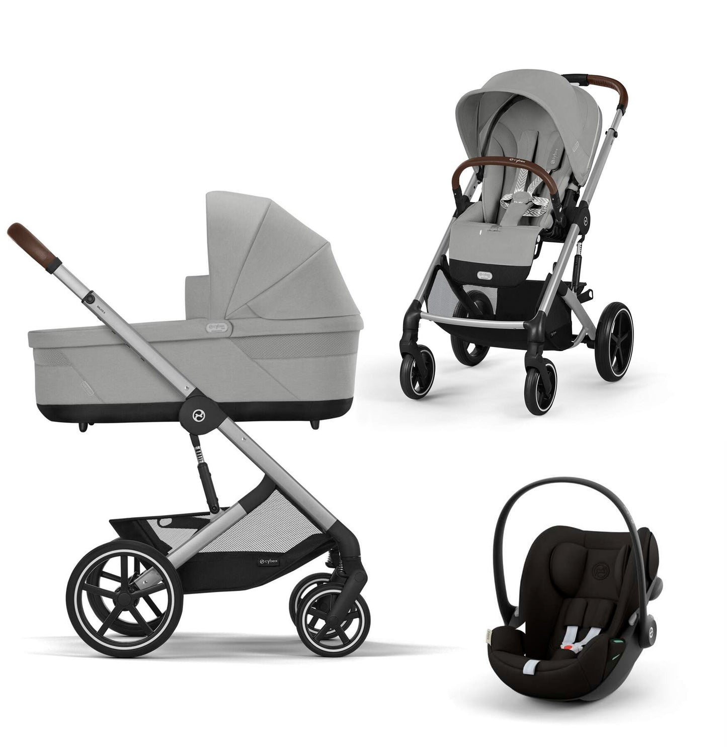 עגלת תינוק משולבת - טיולון ועריסה Balios TS5 בצבע Stone Grey , עם סלקל Cloud G