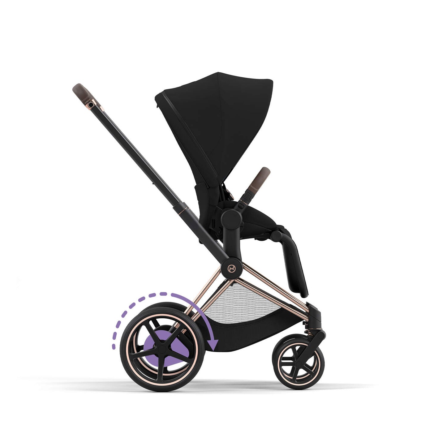e-Priam עגלת תינוק חשמלית Sepia Black רוזגולד