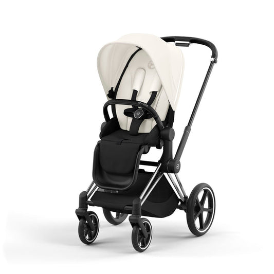 עגלת תינוק Priam 4 Off White עם שלדה כרום שחור