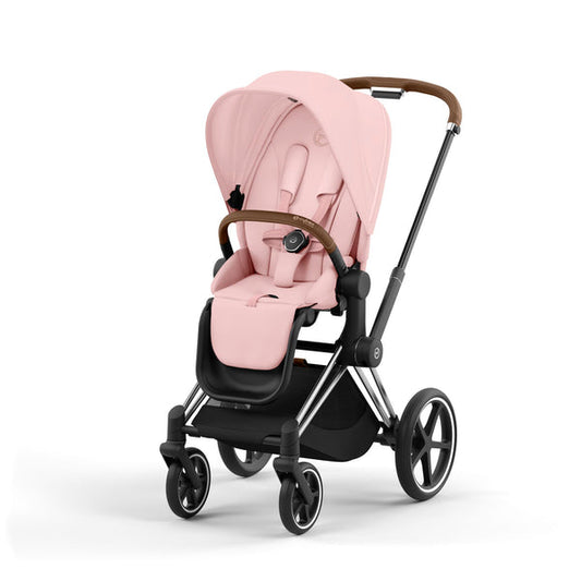 עגלת תינוק Priam 4 Peach Pink עם שלדה כרום חום